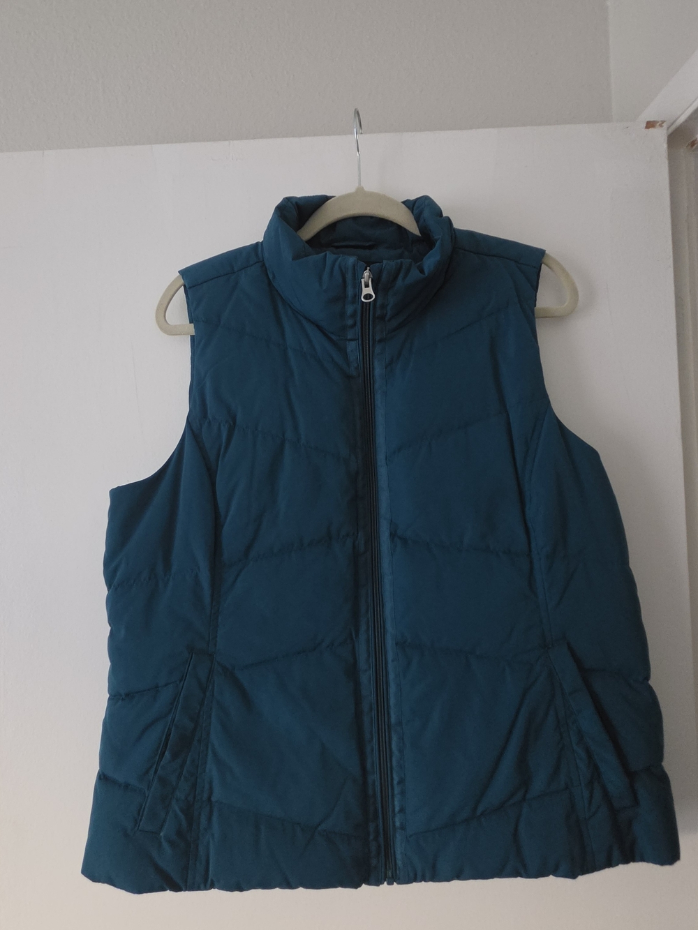 Lands' End Teal Quilted Puffer Vest - Women's Sleeveless Zip